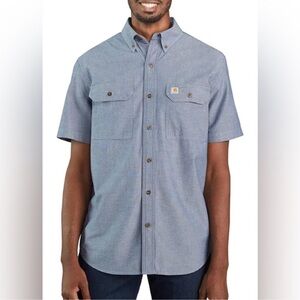 NWT-Carhartt Men's Loose Fit Midweight Chambray Short Sleeve Shirt